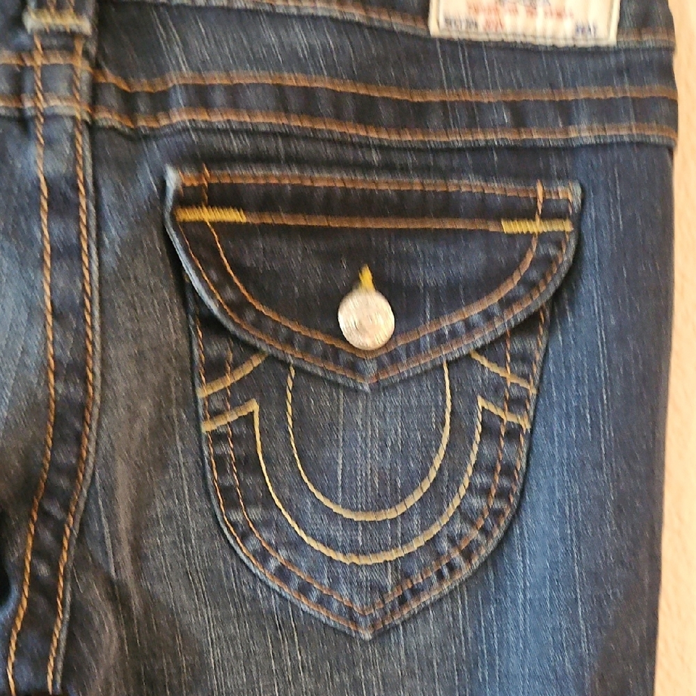 True Religion Distressed Dark Blue Iconic Joey Jeans - Picture 6 of 6